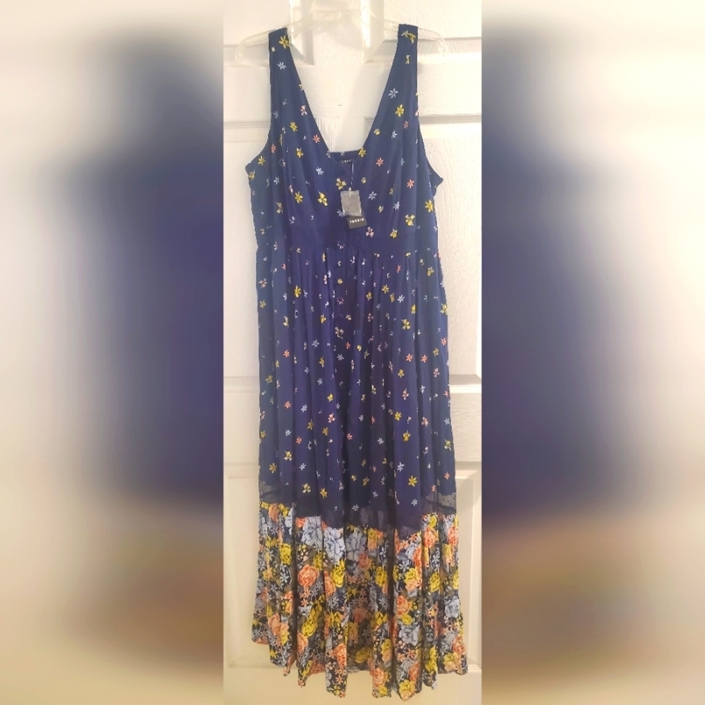 torrid floral maxi Challis button-front tank dress